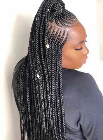 Half Up Half Down Cornrows Braids