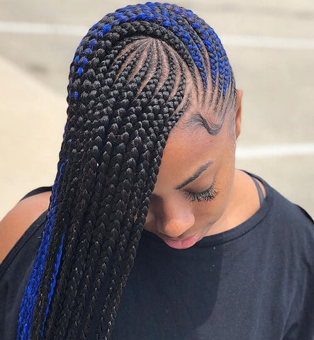 Lemonade Braids With Blue Highlights