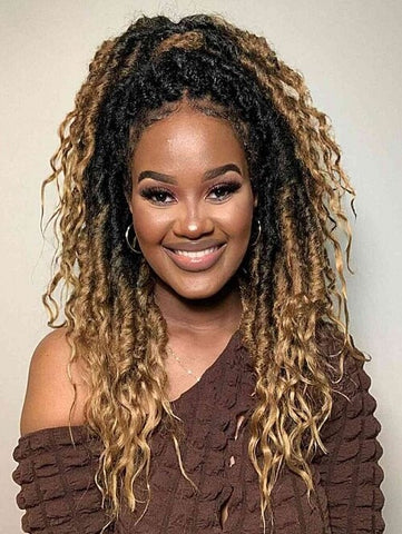 Ombre Blonde Goddess Faux Locs High Ponytail