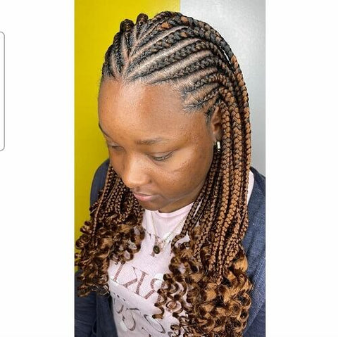 Short tribal braids with curly ends