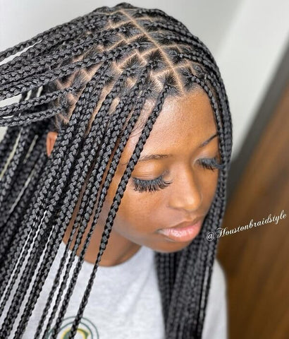 Small Box Braids Top Knot