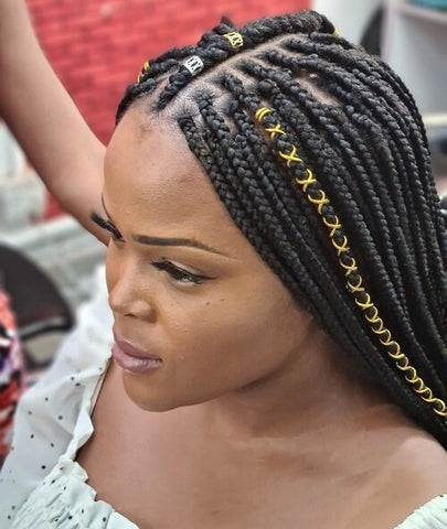 tribal braids with gold strings