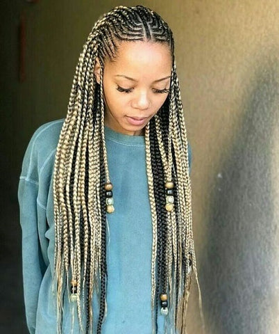 blonde wrapped cornrows