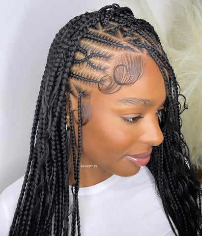 Boho Braids with Criss-Cross Cornrows