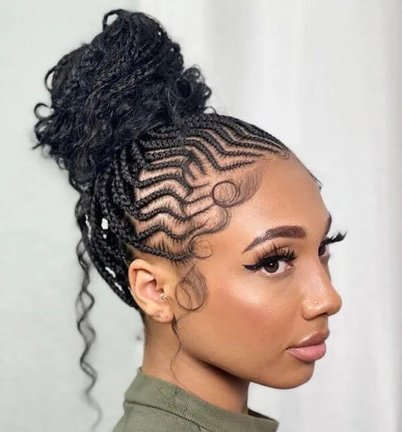 Zig-Zag Cornrows into a Bun