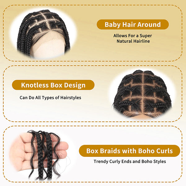 knotless bohe box braided wig details