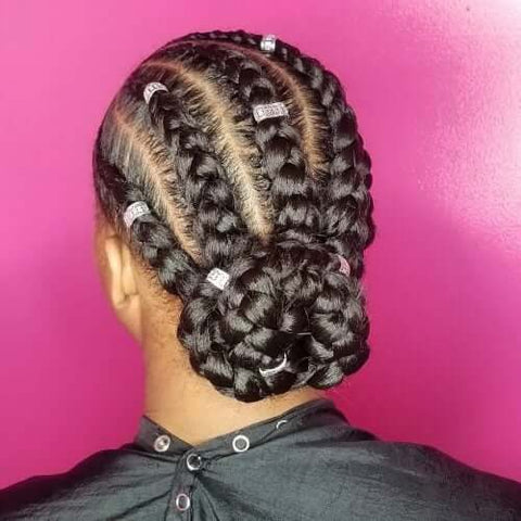 Large Stitch Braids into a Low Bun