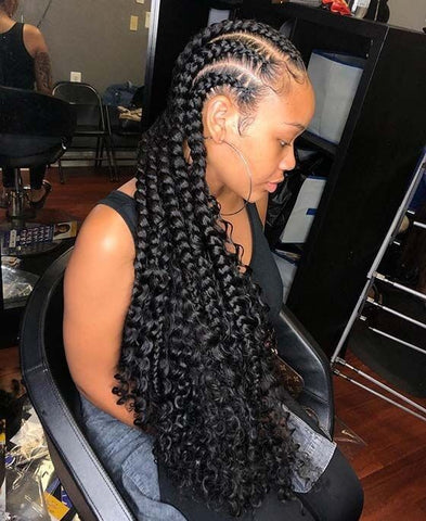 Jumbo Fulani Braids with Full Curly Ends