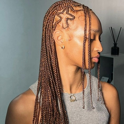 Brown Cornrows with a Star Pattern