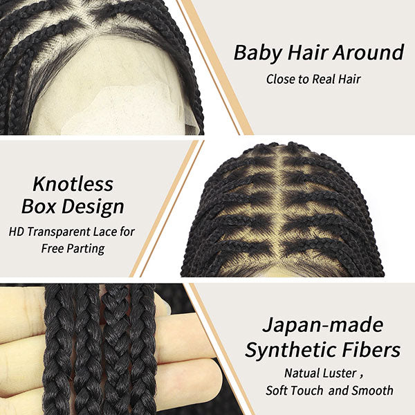 full hd lace hand-tied box braided wig