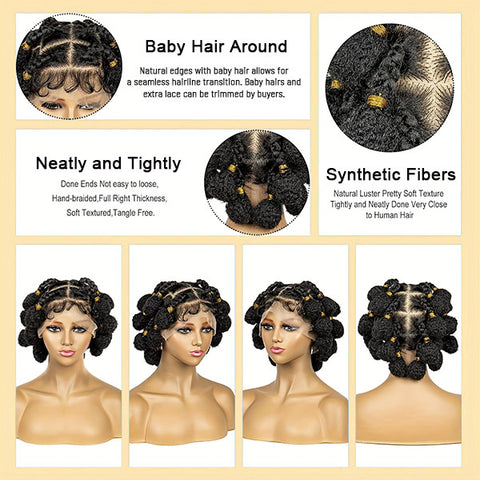 full hd lace hand-tied bantu knot braided wig