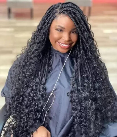 Jumbo Goddess Braids With Full Curls