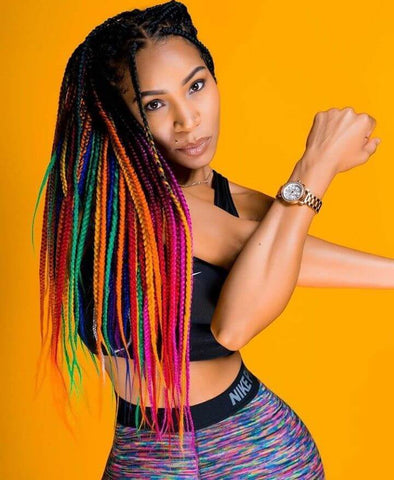 rainbow color baddie box braids