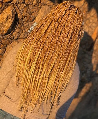 Sun-kissed blonde Boho Tribal Braids With Curls