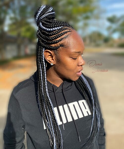 cornrows braids with gray braids