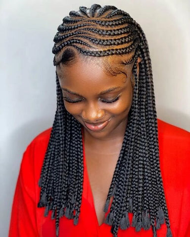 Cornrows with Wavy Patterns