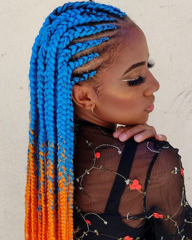 bright contrast color cornrows