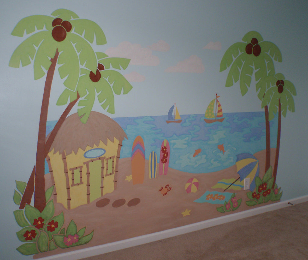 Beach Scene Paint By Number Wall Mural Elephants On The Wall