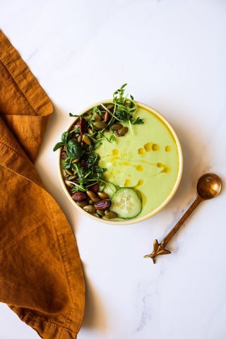 Green goddess Gazpacho - Summer meals for a hot day - cucumber soup