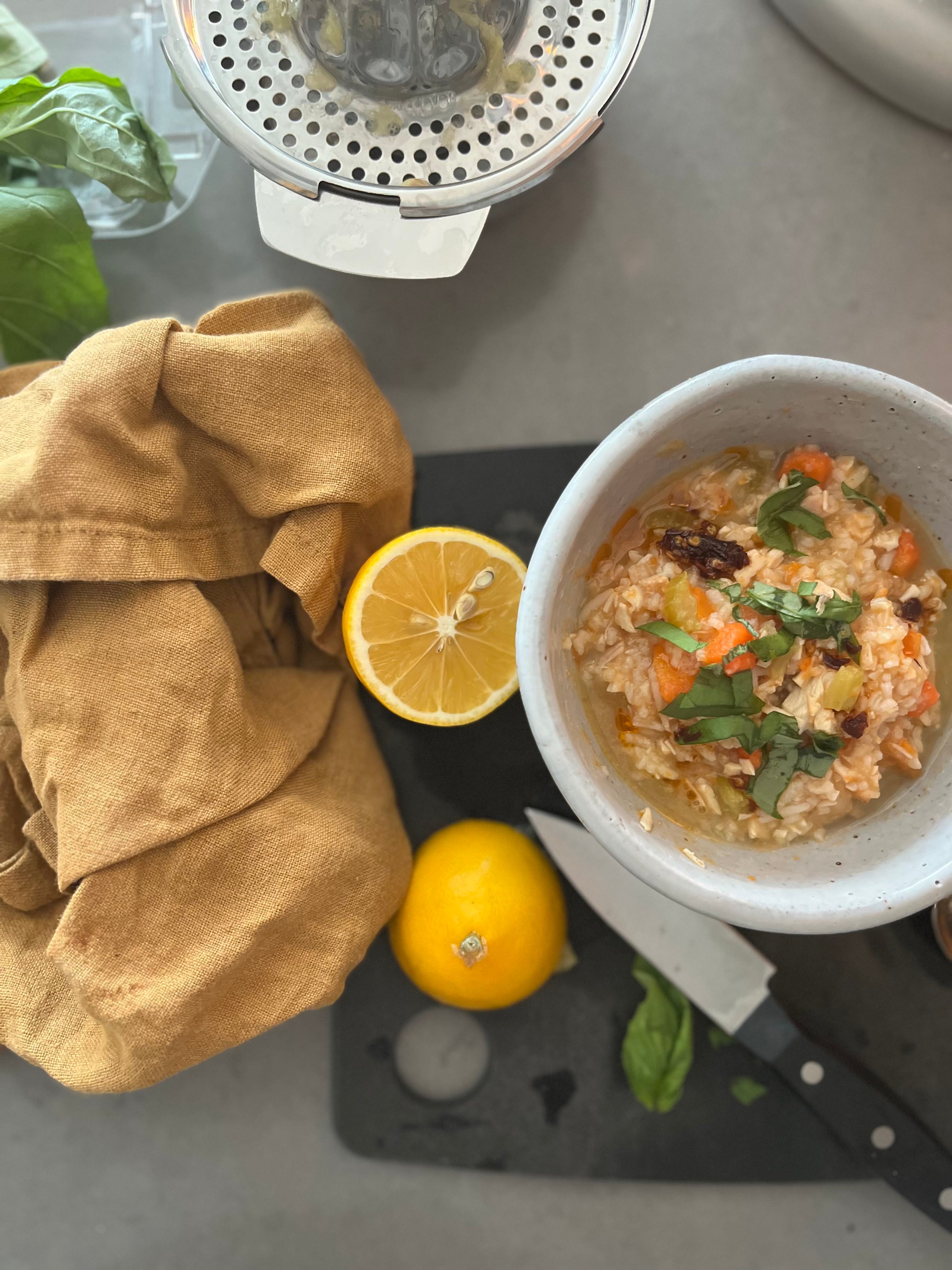 turkey stew with lemon ginger and chilli oil