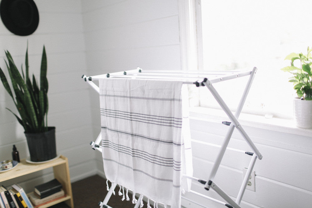 Everyday White Base Turkish Towel- Sunday Dry Goods- Picot Collective- Victoria BC