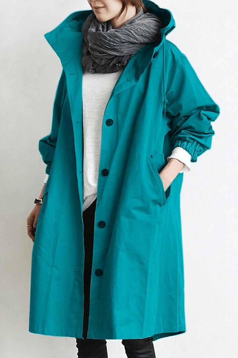 Womens Chic Relaxed Fit Rain Parka Trench Coat Green 2