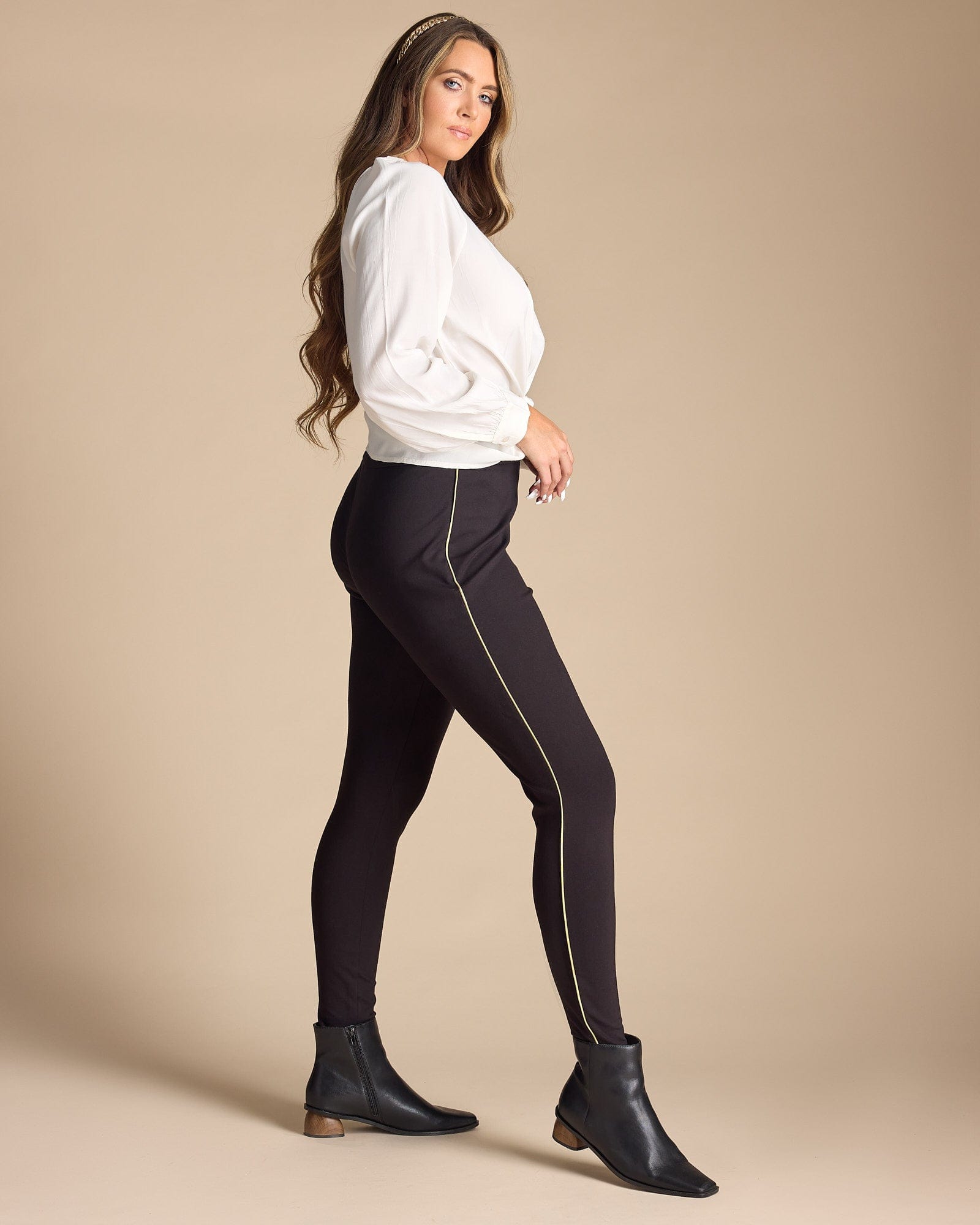 Black Lace Up Front Leggings - Hazel  Women's Leggings & Trousers -  Rebellious Fashion