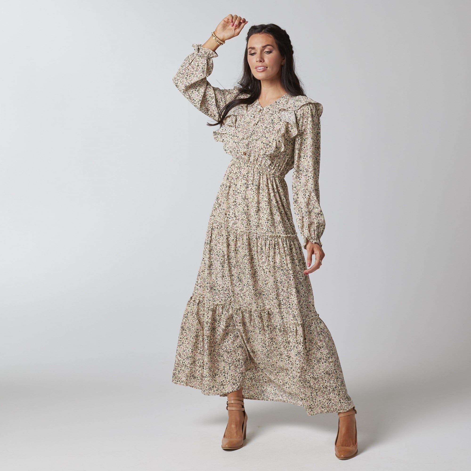 long sleeve nursing maxi dress