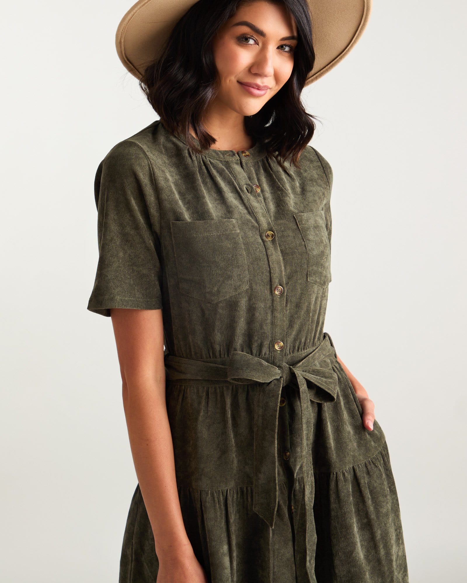 Micro Cord Shirt Dress