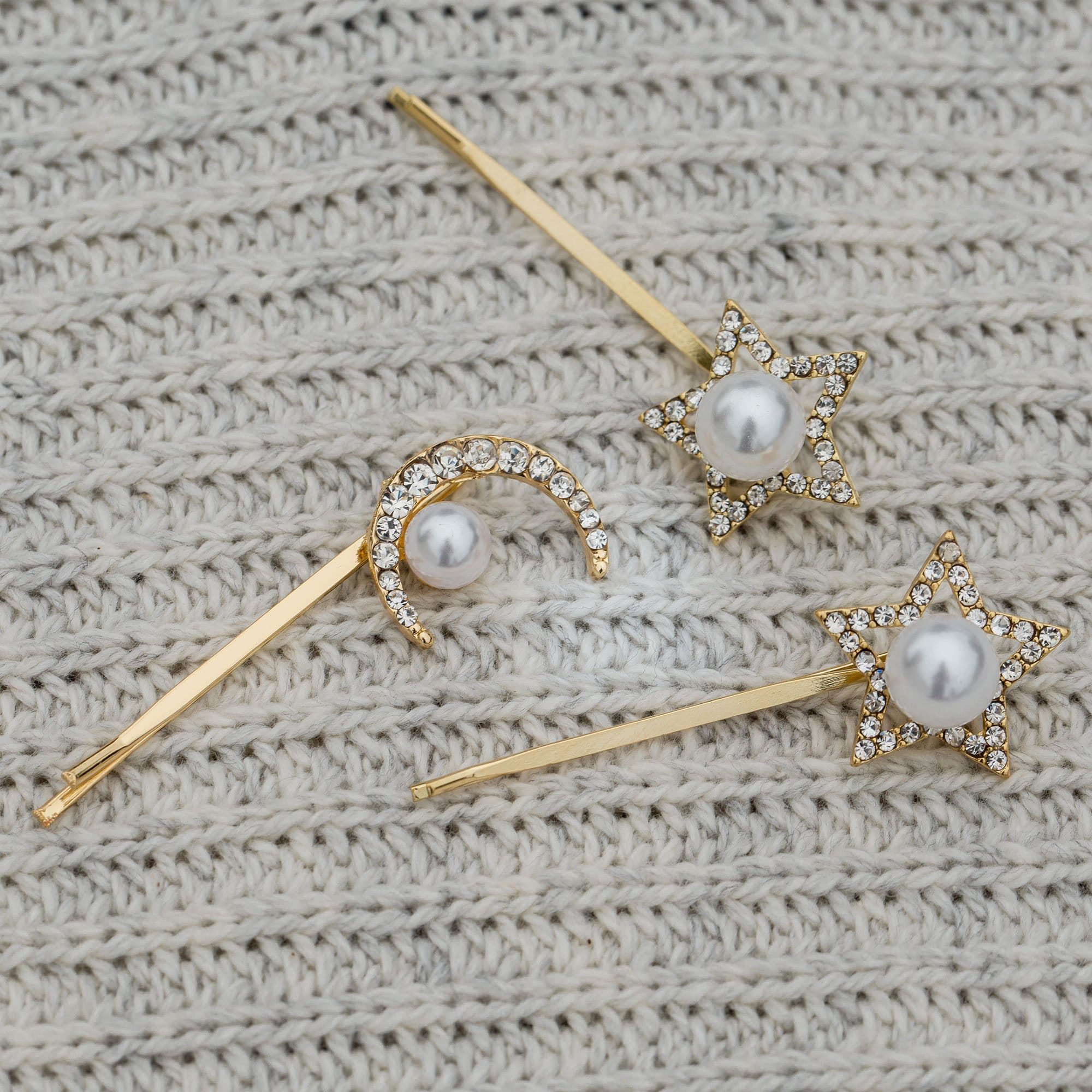 3pc Star Pearl Hair Pin Set Downeast