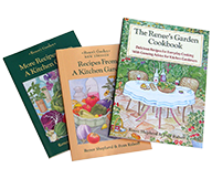 All three of Renee's Garden cookbooks side by side cover facing up.