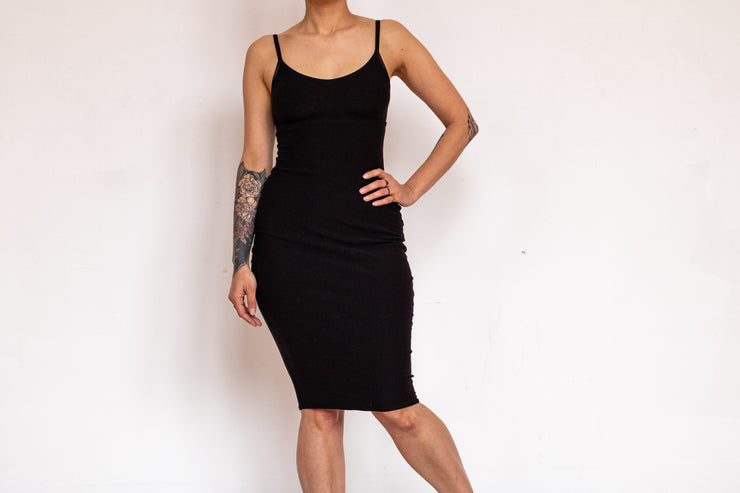 black cotton slip dress