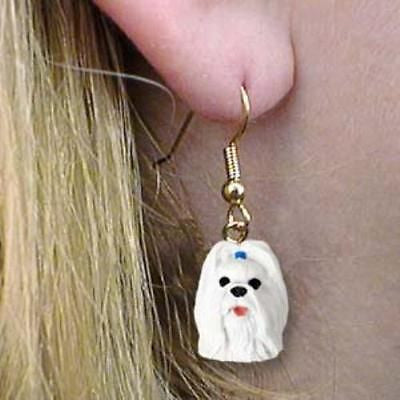 Dangle Style SHIH TZU WHITE Dog Head Resin Earrings Jewelry - DOG*GONE*IT*GIFTS