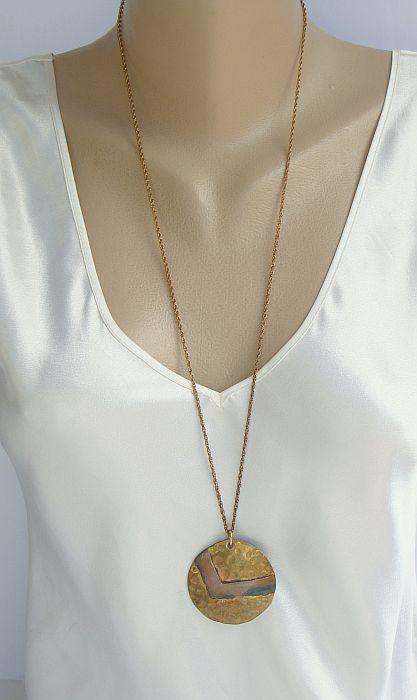 Copper Brass Art Deco Style Necklace Fab Chain Modernist Style Vintage ...