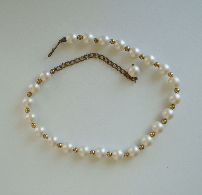 Old Faux Pearl Choker Necklace Hint of Rose Color Vintage Wedding Jewe ...