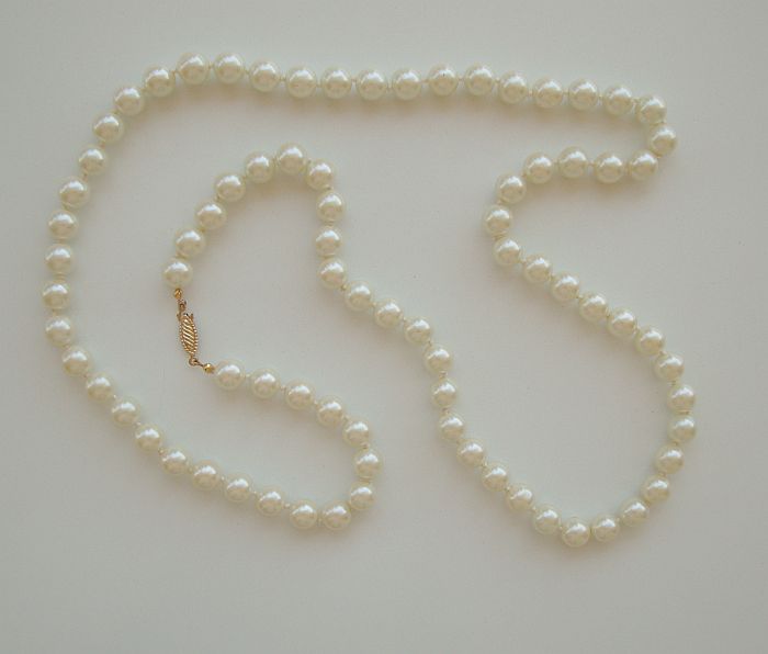 Heavy Glass Pearl Necklace 36 inches long Wedding Jewelry – Sharon's ...