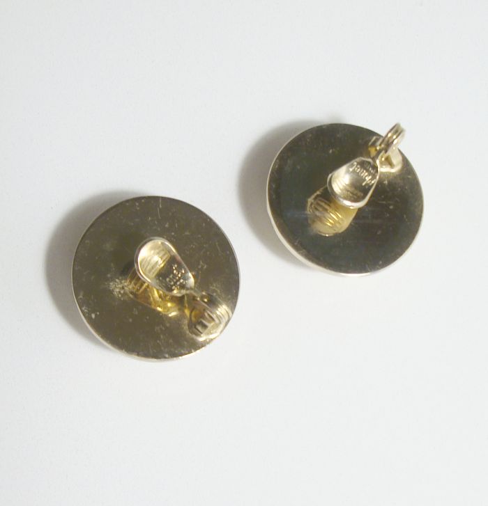 Monet Large Dome Clip Earrings Silvertone Metal Comfort Clips Vintage ...