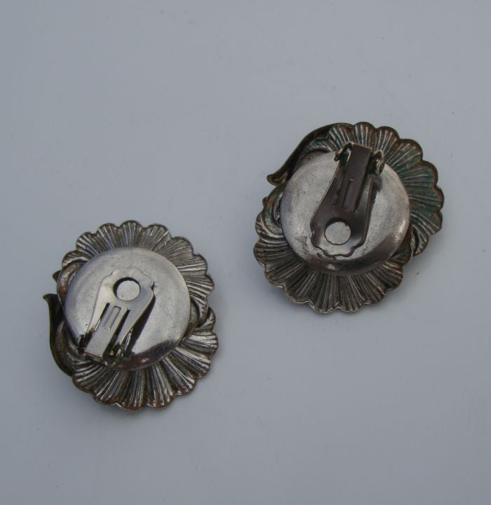 Whiting and Davis Earrings Unsigned Sunflowers Clip On Vintage Jewelry ...