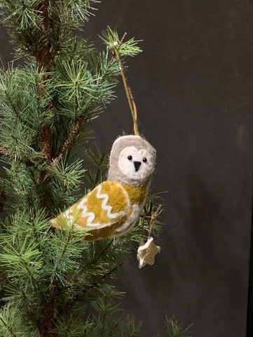 Felt owl ornament