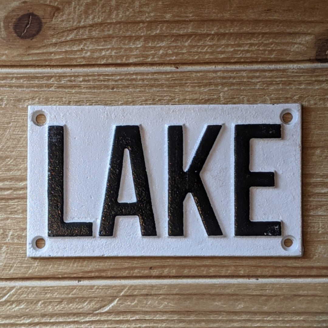 Cast Iron LAKE Sign