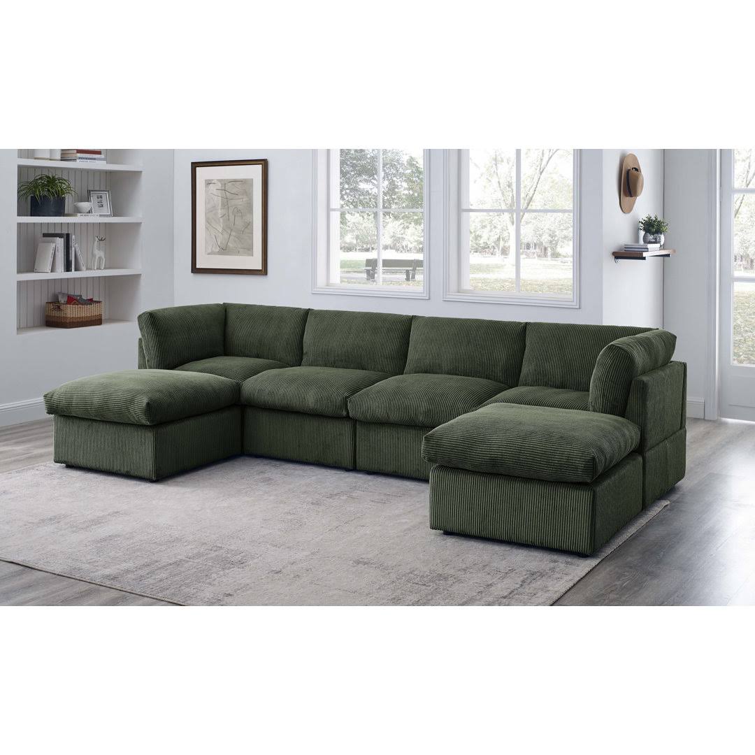 129 Wide Reversible Modular Corner Sectional With Ottoman Body Fabric