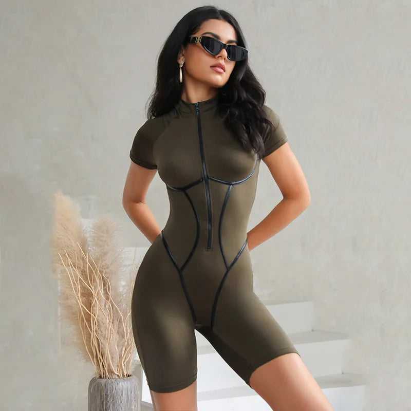 High-Quality Leather Ribbon Sports Shapewear Jumpsuit for Feminine Appeal - Image 4