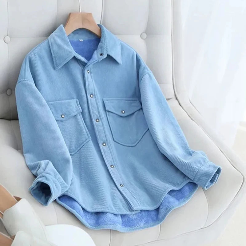 Cozy Corduroy Women's Casual Winter Tops - Korean Style - Image 3