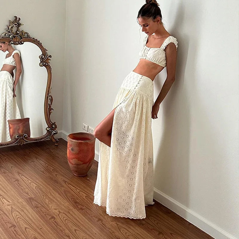 French Temperament Camisole Top and Skirt Suit for Summer Club Outfit