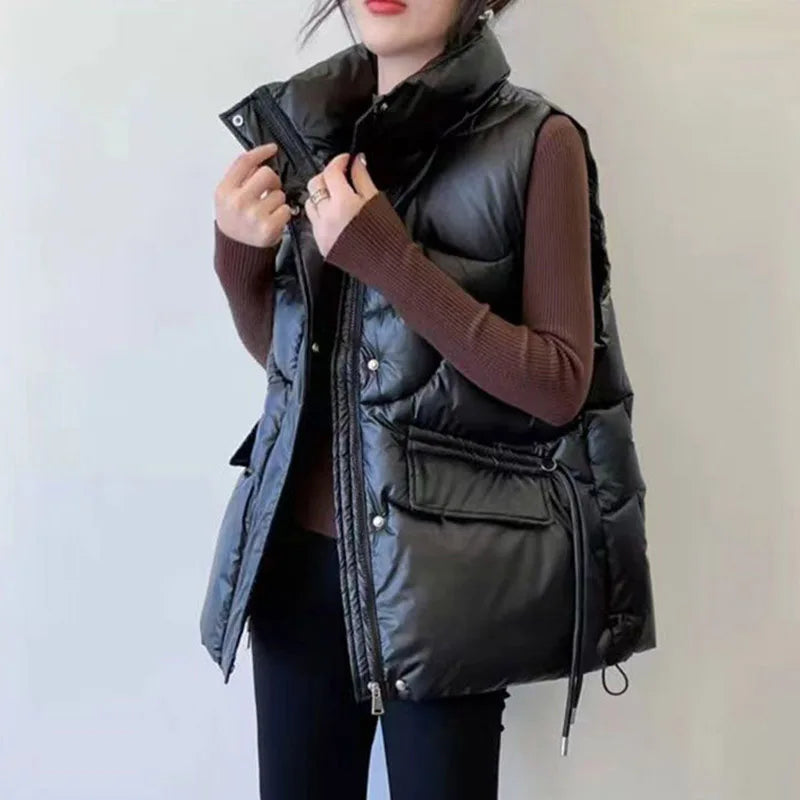 Women's White Duck Down Short Vests for Fall/Winter - Image 6