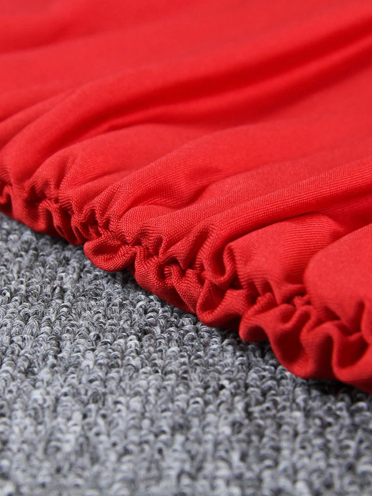 Sexy Ruffle V Deep Evening Party Dress Summer Short Halter Red Dresses - Image 6