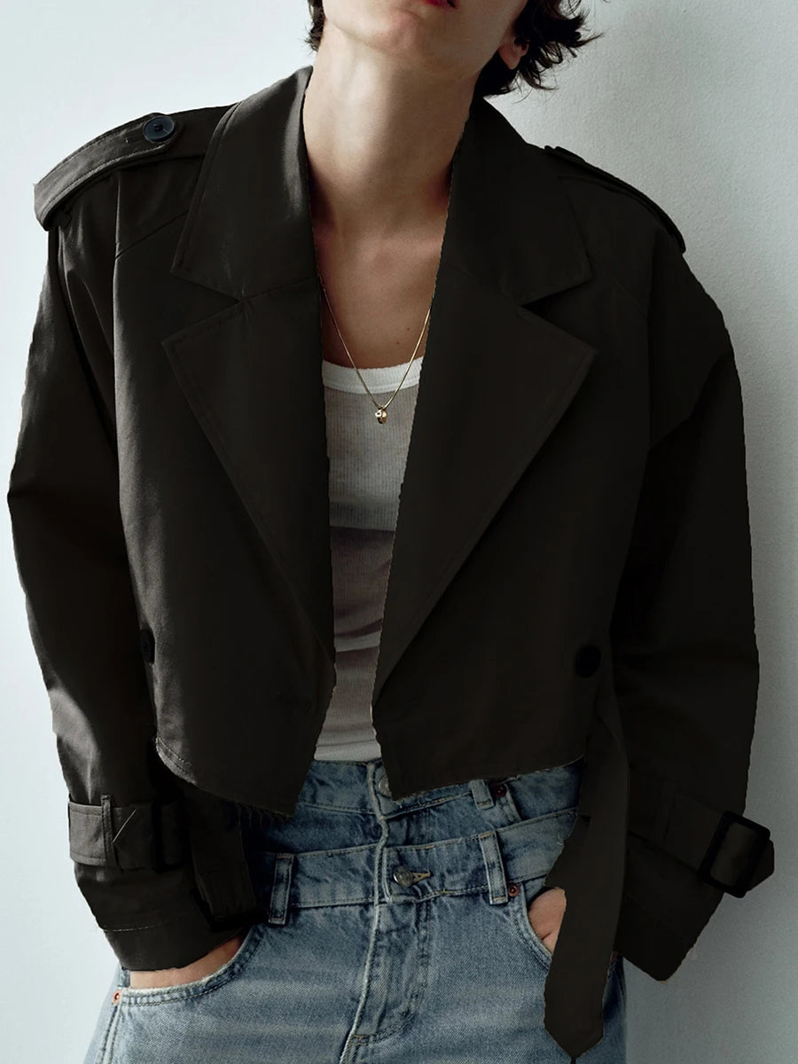 Stylish Women's Cropped Jacket: Trendy Long Sleeve Casual Coat - Image 6