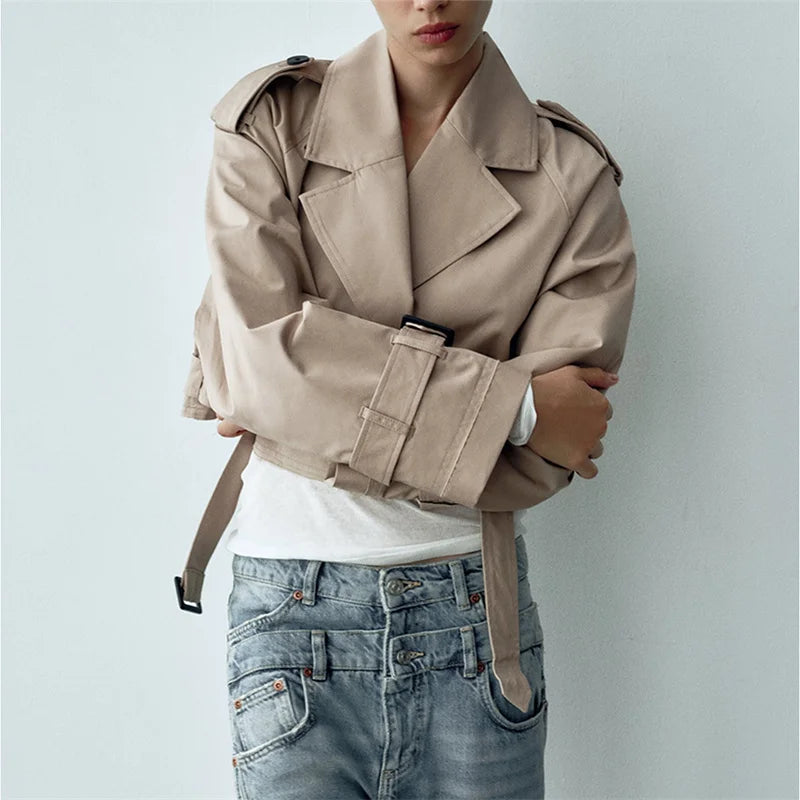Stylish Women's Cropped Jacket: Trendy Long Sleeve Casual Coat - Image 3