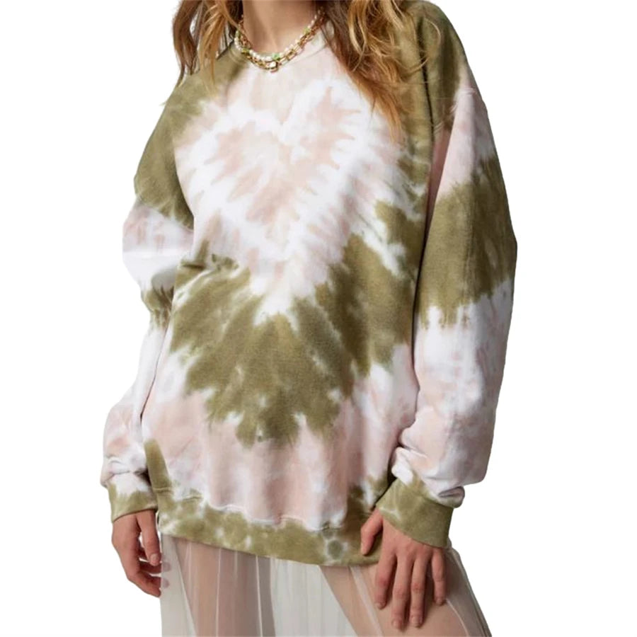 Trendy Heart Tie Dye Print Crewneck Sweatshirt for Women - Image 12