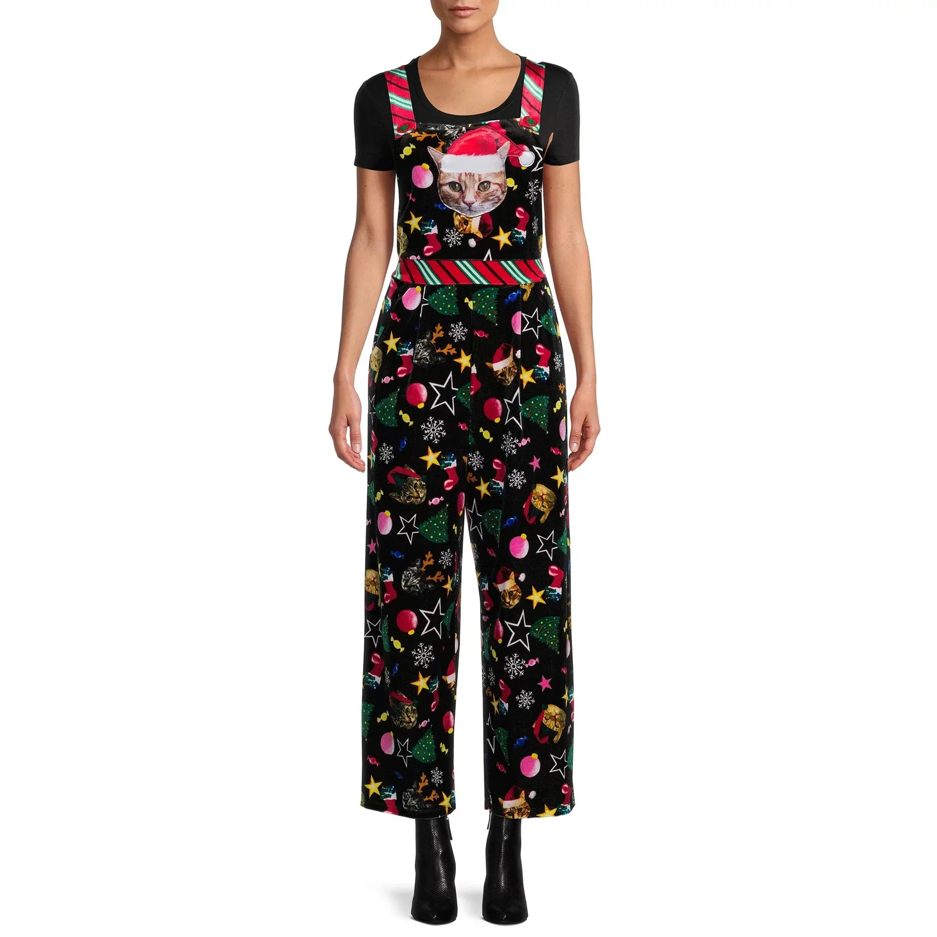 Women's Christmas Santa Claus Print Overalls for Streetwear - Image 4